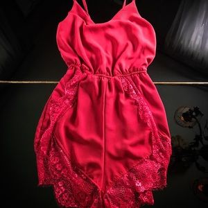 Red Lace Romper